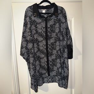 Avenue Black and White Floral Blouse